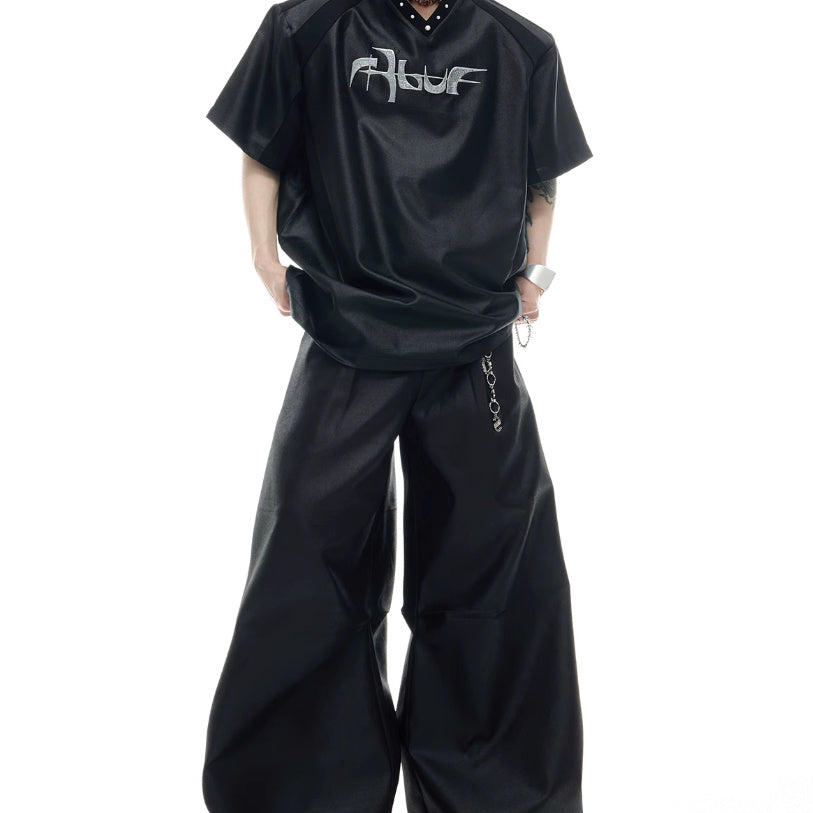 Niche Streamer Texture Deconstruction Split Stitching Short Sleeve