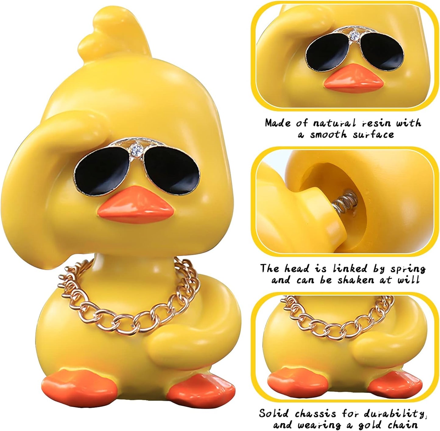 Cute Yellow Duck Car Ornaments Cool Duck Car Dashboard Decorations Shaking Head Doll