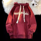 Autumn Winter Sweater Wine Red Hooded