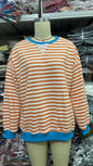 Striped Round Neck Contrast Color Loose Long Sleeve Sweatershirt