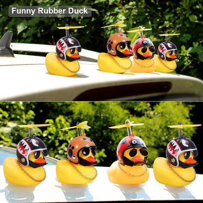 Duck Car Dashboard Decorations 3Pack Rubber Duck for Car Car Accessories Rubber Duck with Thruster Helmet Sunglasses, and Gold Chain Cool Ornaments
