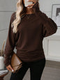 Women Solid Color Long Sleeve Minimalist Casual Top
