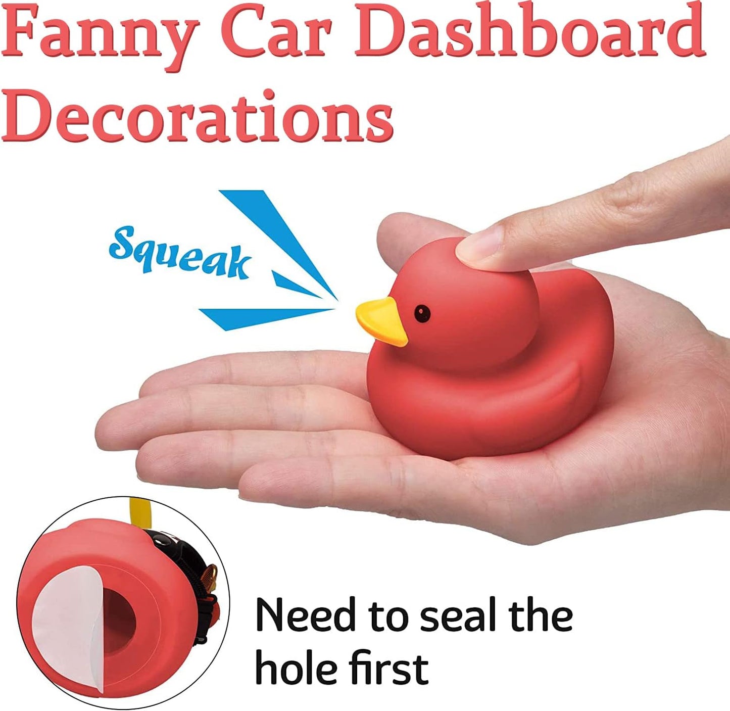 Rubber Duck Car Decoration Ornaments Duck Car Dashboard Decorations Cool Glasses Duck with Propeller Helmet (R-Beatle-Red)