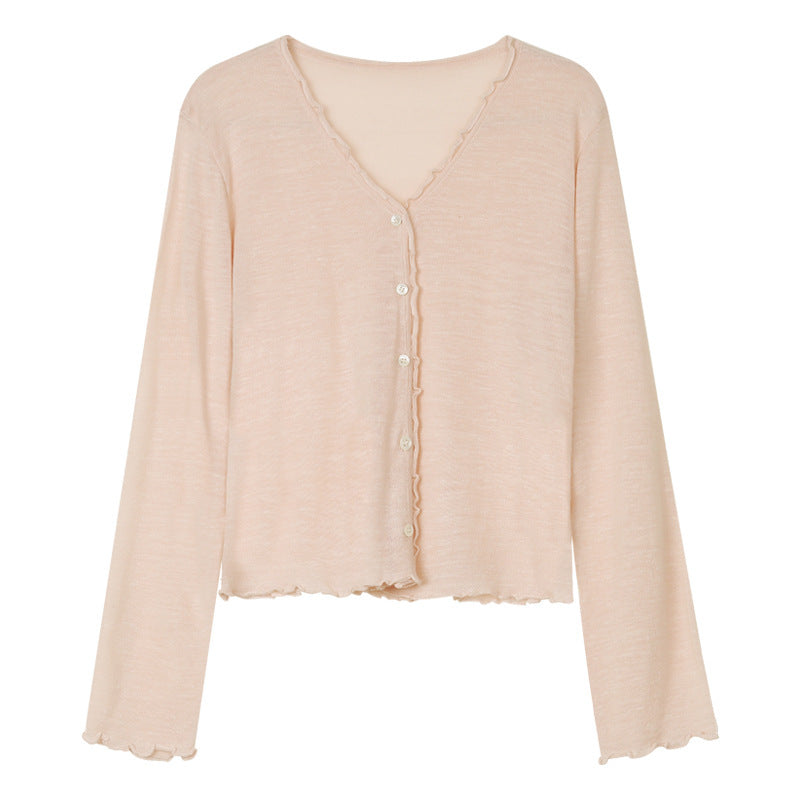 Tree Fungus-like Lacework Knitted Button Cardigan