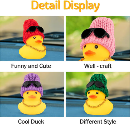 Rubber Duck Car Ornaments Yellow Duck Car Dashboard Decorations with Propeller Helmet for Christmas Decor and Home Decorations for Adults (U-Red)