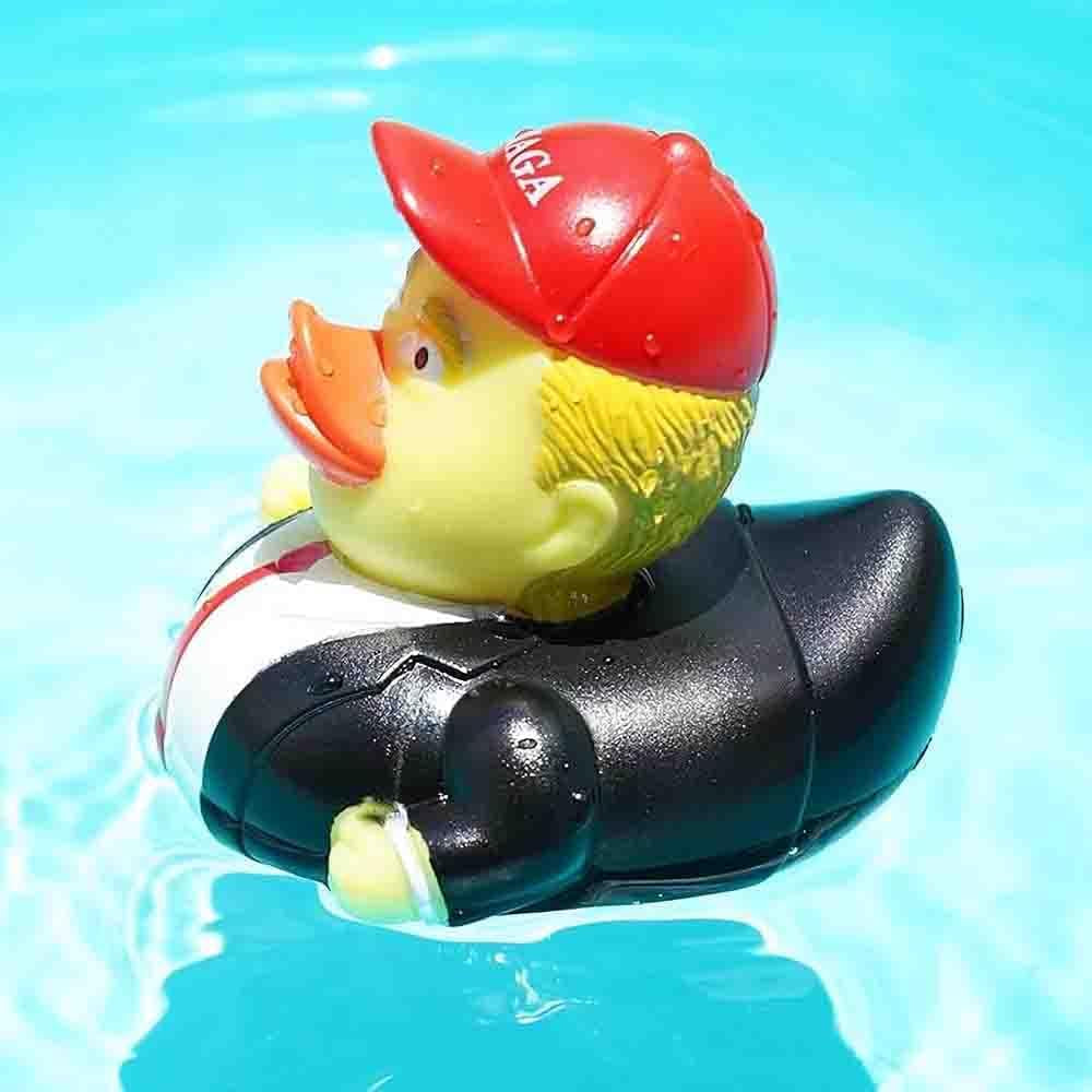 Trump Duck Trump Ducks for Jeeps Rubber Ducks Holding United States Lapel Flag Pin Car Dashboard Ornaments, Trump Merchandise Can Also Be Used for Bathing Trump with a Red Hat