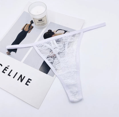 Rhinestone Lettered Lace Low-rise European And American Thong