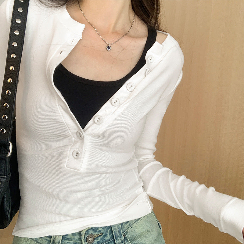 Pure Desire Long Sleeve Slim Design Sense Inner Bottoming Shirt Women