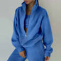 Stand Collar Suit Zip Up Crop Sportswear Long Sleeve Sweatshirt And Trousers For Spring Fall Women's Clothing
