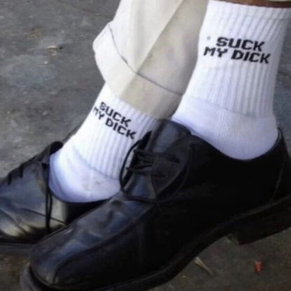 Men's Simple Casual White Letter Cotton Sock