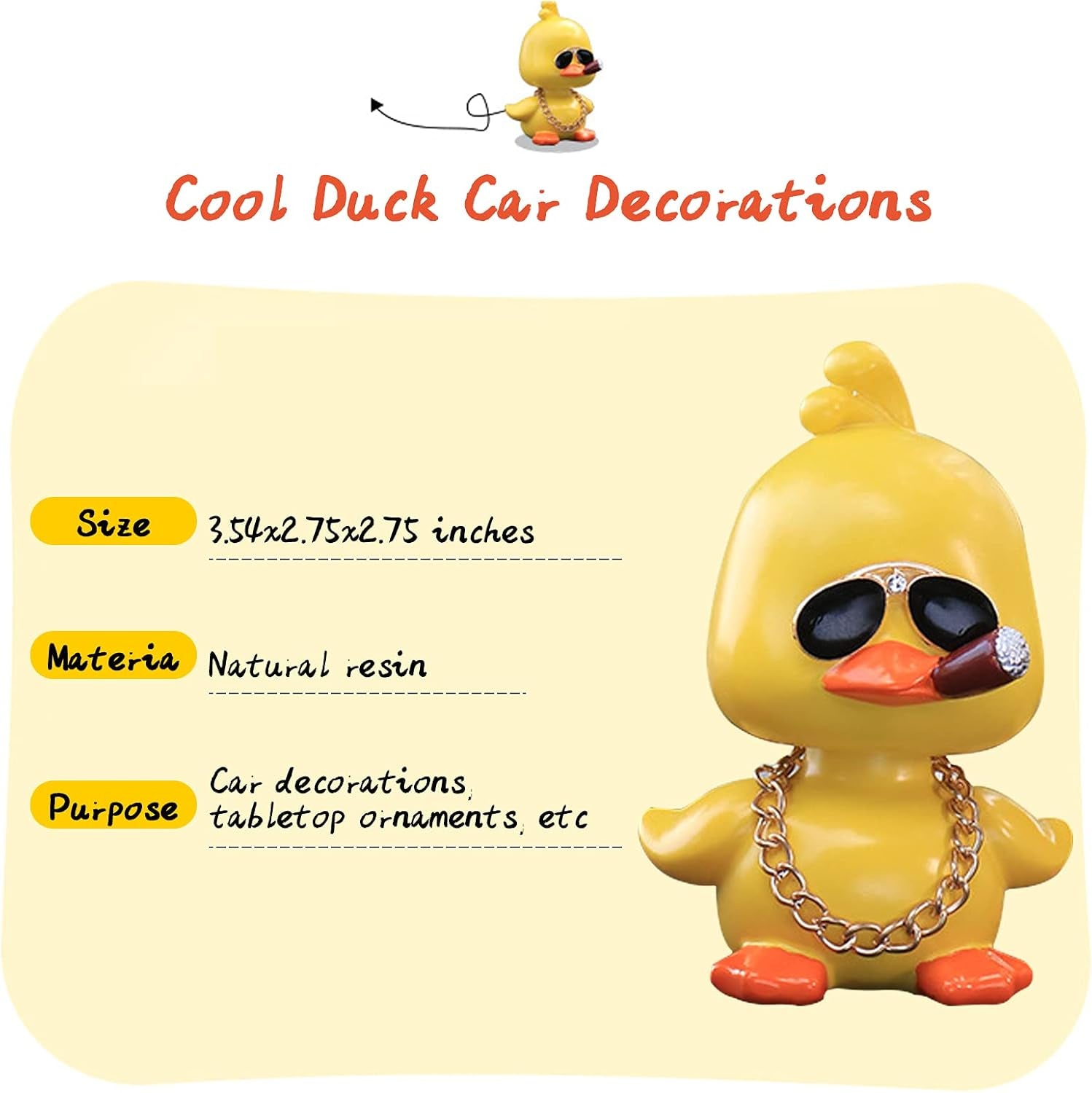 Cute Yellow Duck Car Ornaments Cool Duck Car Dashboard Decorations Shaking Head Doll