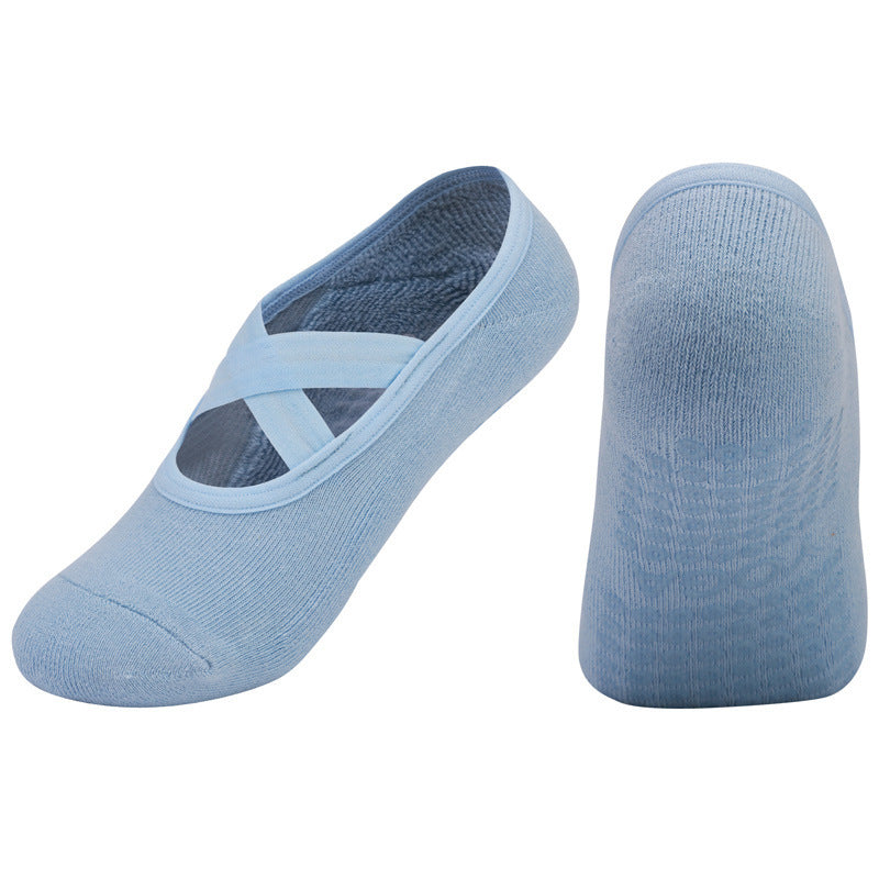 Non-slip Glue Women's Antibacterial Cotton Cross Strap Yoga Socks