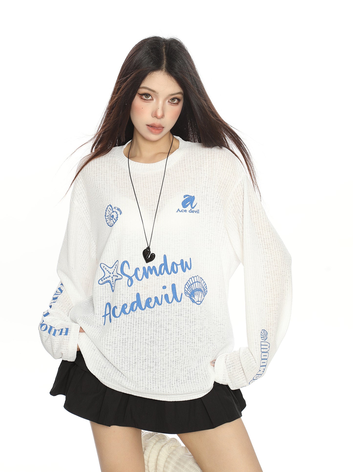 Letter Sun Protection Long Sleeve Breathable Idle Style Casual Top