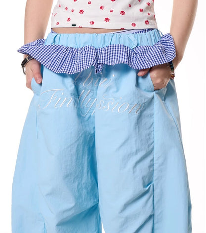 Plaid Stitching Wide Leg Pants Women's Loose Quick-drying Pants