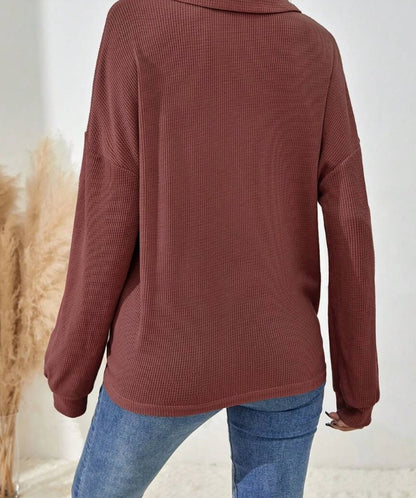 Solid Color Half-Breasted Drop Shoulder T-Shirt