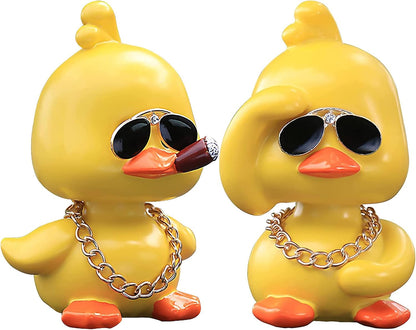 Cute Yellow Duck Car Ornaments Cool Duck Car Dashboard Decorations Shaking Head Doll
