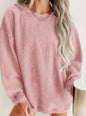 Solid Ribbed Pullover Sweatshirt