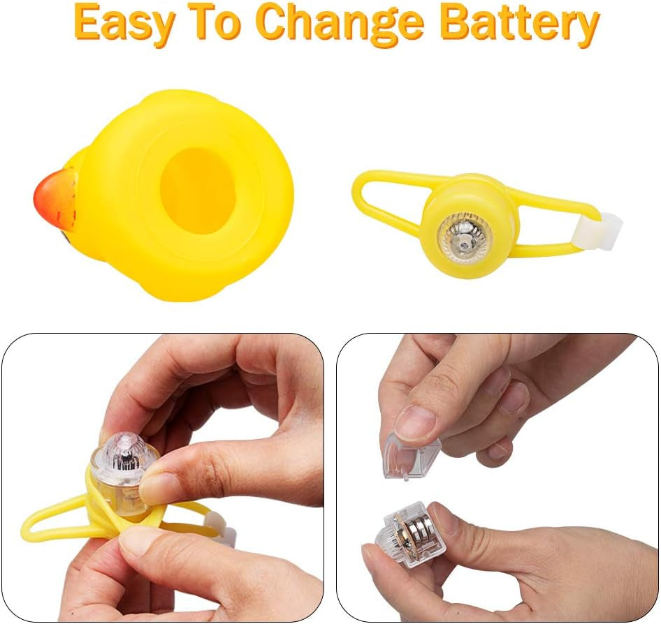 Rubber Duck Car Ornaments, 2Pcs Yellow Duck Car Dashboard Decorations Squeeze Duck Bicycle Horns with Propeller Helmet