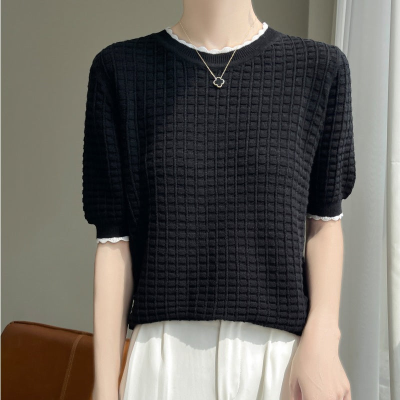 Cotton Lightweight Elegant Knitwear T-shirt