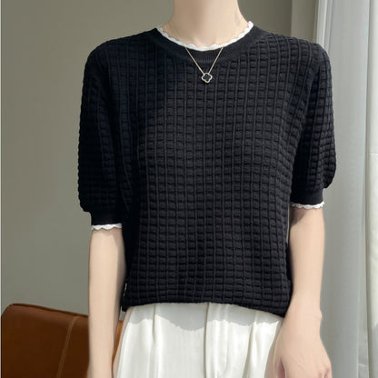 Cotton Lightweight Elegant Knitwear T-shirt