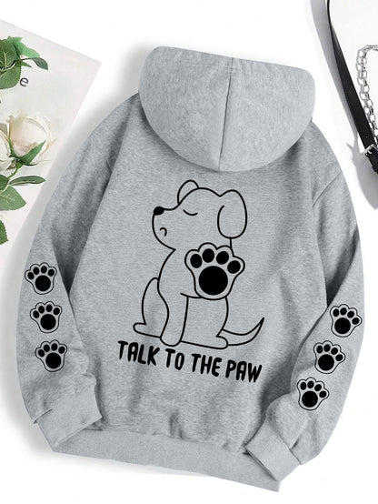 Funny Dog Cartoon Printed Hoodie Women's Warm