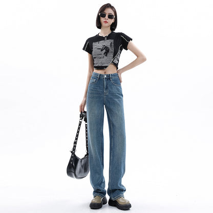 Women's Light-colored Narrow Wide-leg Jeans