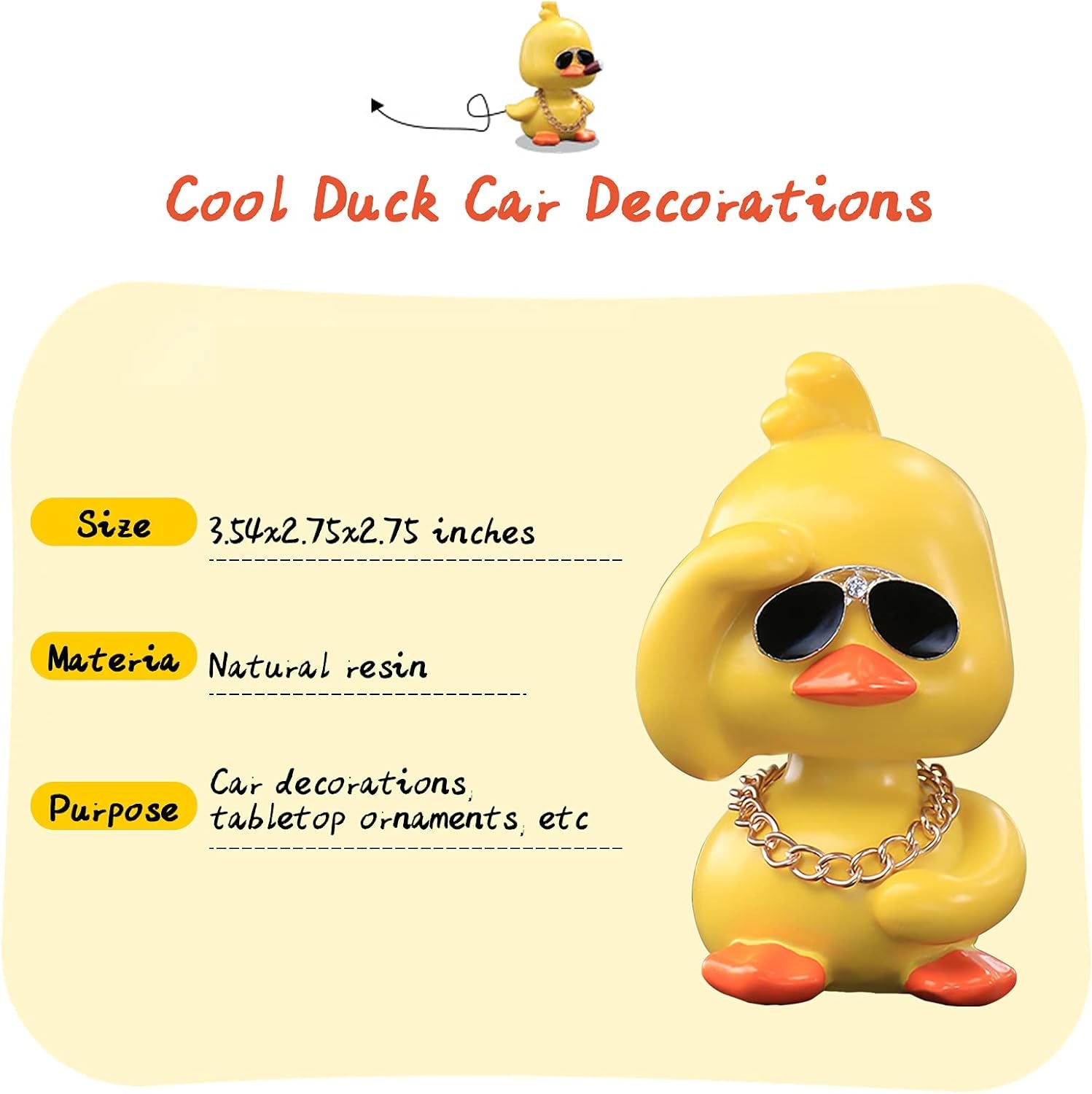 Cute Yellow Duck Car Ornaments Cool Duck Car Dashboard Decorations Shaking Head Doll
