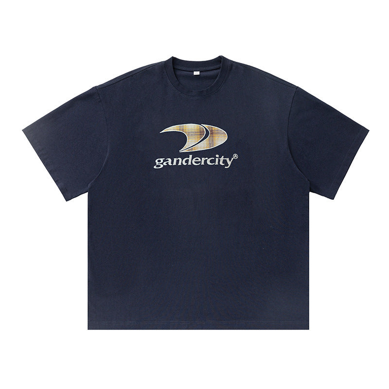 Retro Contrast Color Check Printed T-shirt For Men