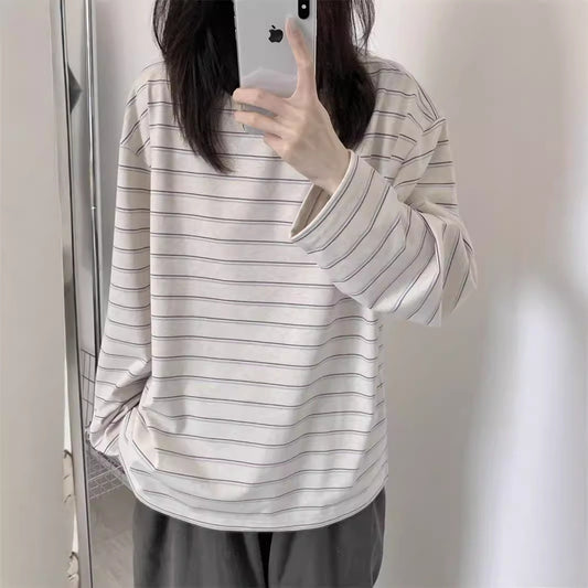 Striped Long-sleeved T-shirt For Women