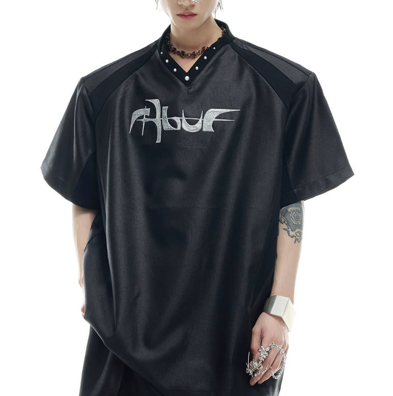 Niche Streamer Texture Deconstruction Split Stitching Short Sleeve