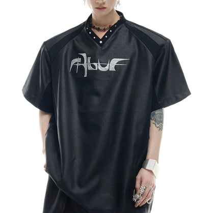 Niche Streamer Texture Deconstruction Split Stitching Short Sleeve