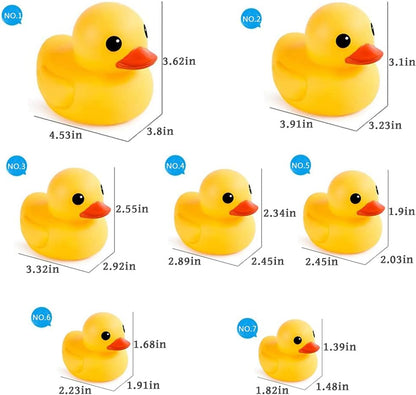 Yellow Rubber Ducks, 7Pcs Preschool Large Bath Toys Bathtub Floating Squeaky Duckies Gift for Baby Shower Infants Kids Toddler Party Decoration (Medium)