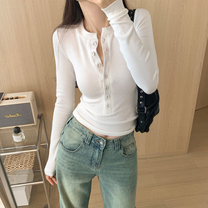 Pure Desire Long Sleeve Slim Design Sense Inner Bottoming Shirt Women