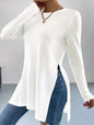 Autumn And Winter Leisure Slit On Both Sides Hem Bottoming Long Sleeve T-shirt