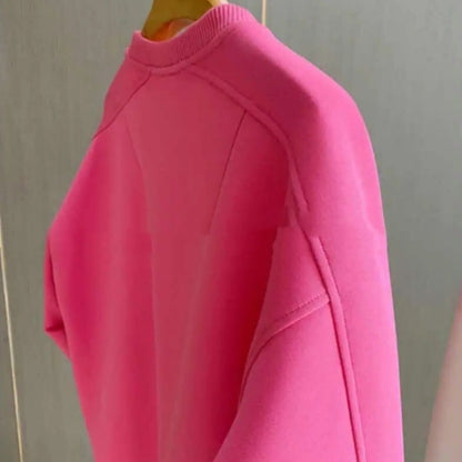 Rose Red Hoodless Sweater Design Sense Bottoming Velvet Padded Top