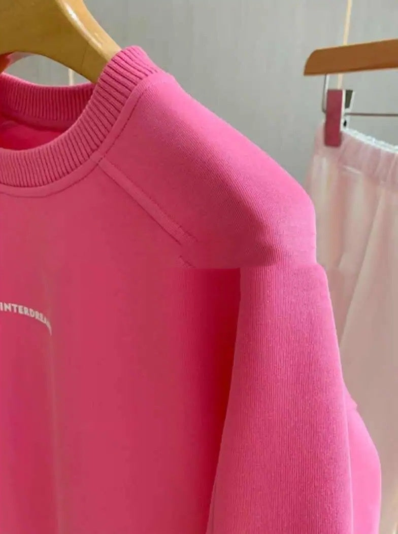 Rose Red Hoodless Sweater Design Sense Bottoming Velvet Padded Top