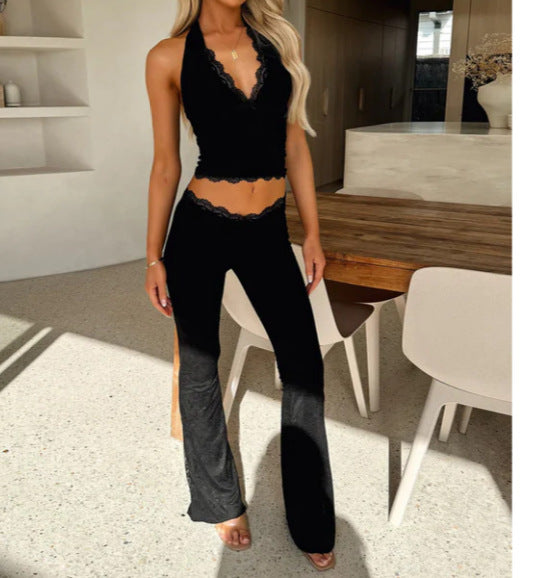 Women's Lace Athletic Clothing Blouse And Pants