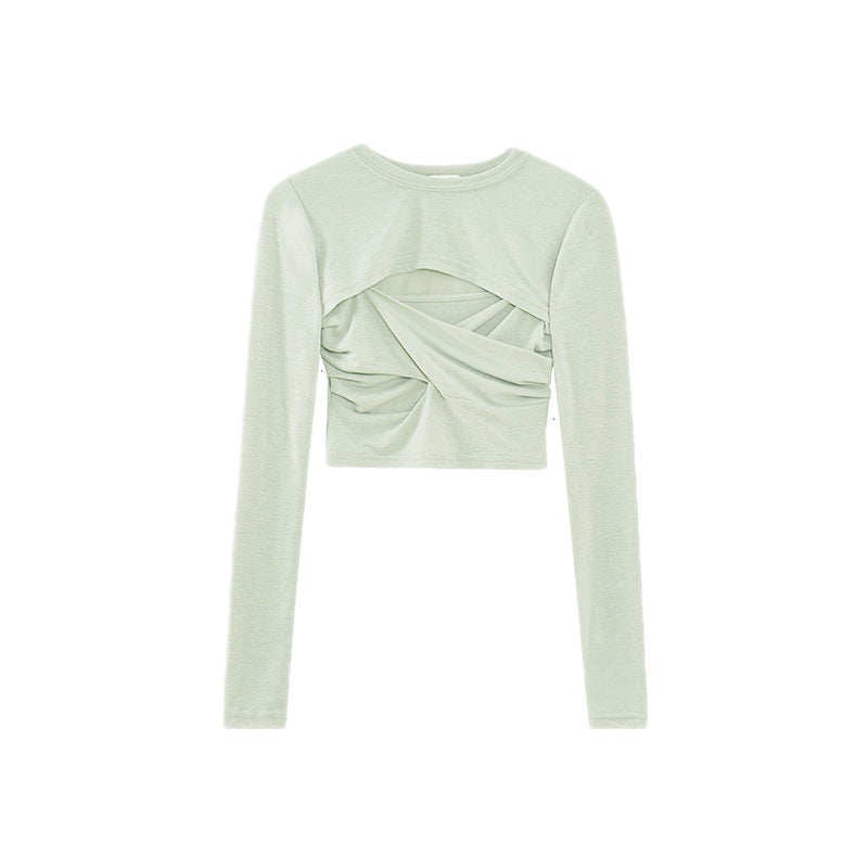 Sexy Pure Desire Style Sling Design Sense Sneaky Design Hot Girl Long Sleeve T-shirt