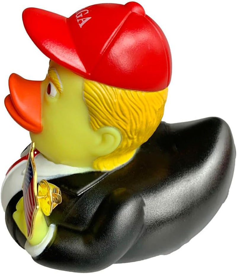 Trump Duck Trump Ducks for Jeeps Rubber Ducks Holding United States Lapel Flag Pin Car Dashboard Ornaments, Trump Merchandise Can Also Be Used for Bathing Trump with a Red Hat