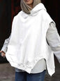 Women's Solid Color Style Loose Sleeveless Hooded Jacket Sweater