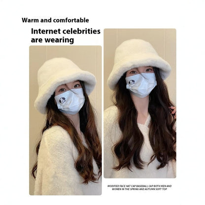 Plush Bonnet Children's Fleece-lined Bucket Bucket Hat