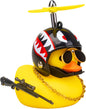 Rubber Yellow Duck Car Ornaments Cool Duck Car Dashboard Decorations with Propeller Helmet Sunglasses (Shark-Yellow G)