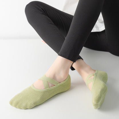 Non-slip Glue Women's Antibacterial Cotton Cross Strap Yoga Socks