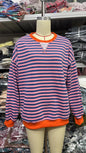 Striped Round Neck Contrast Color Loose Long Sleeve Sweatershirt