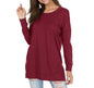 New Versatile Women's Long Sleeved T-shirt Solid Color Round Neck Casual Top