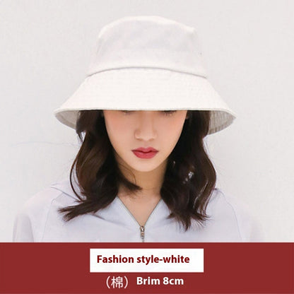 Big Brim Fisherman Hat Women's Sun Protection Solid Color Bucket Hat