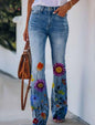 Women's Printed Polyester Jeans
