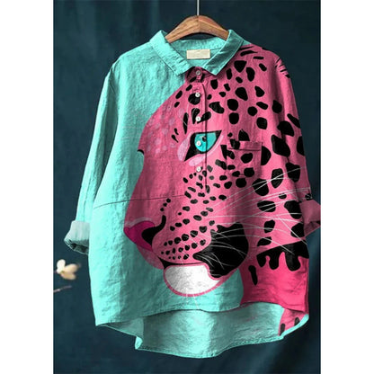 Lapel Long Sleeve Shirt Retro Line Polka Dot Top