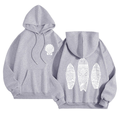 Simple Floral Letter Printing Drop-shoulder Sleeve Ladies Hoodie