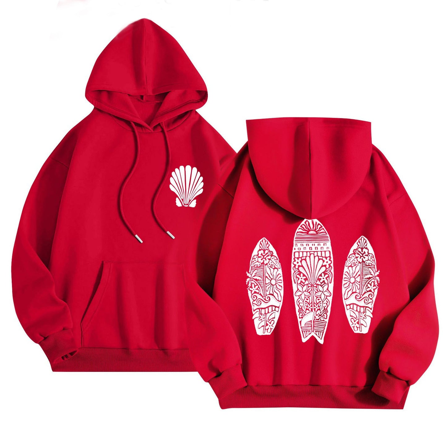 Simple Floral Letter Printing Drop-shoulder Sleeve Ladies Hoodie